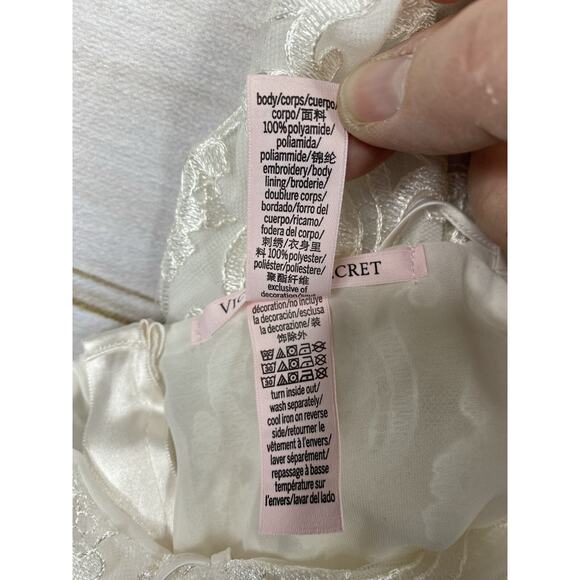 VICTORIA'S SECRET Slip Dress Lingerie XXL White Lace Strappy Back Halter - Picture 8 of 12